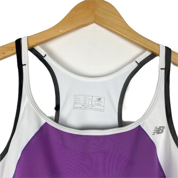 NEW BALANCE Women's Lined Purple White Color Block Lightning Dry Tank Top US XL - Picture 3 of 9